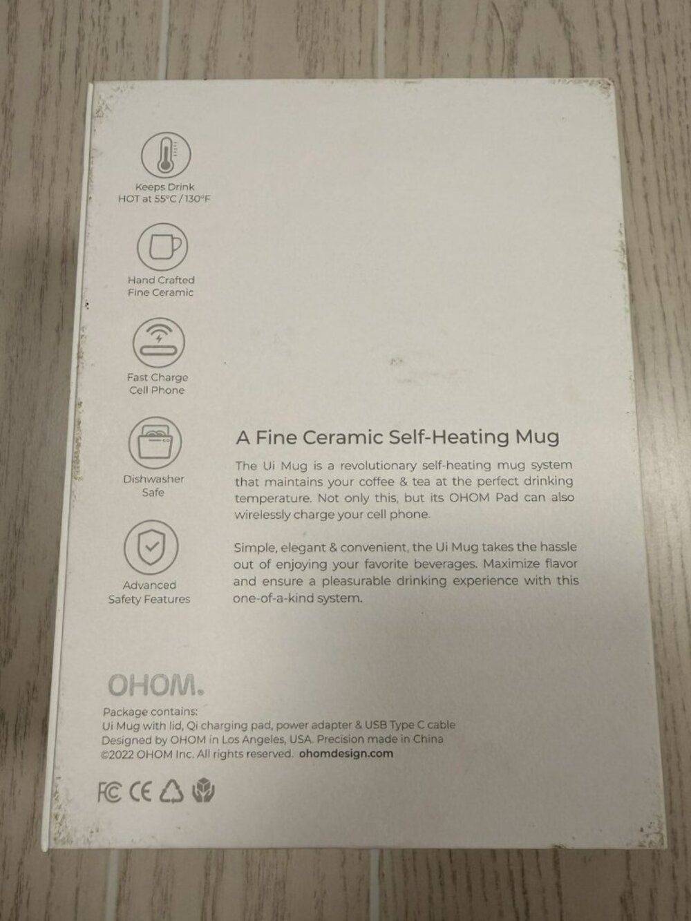 OHOM Ui+ Plus Self-heating Mug Cup Inkstone Black MGS04BK - Picture 8 of 12